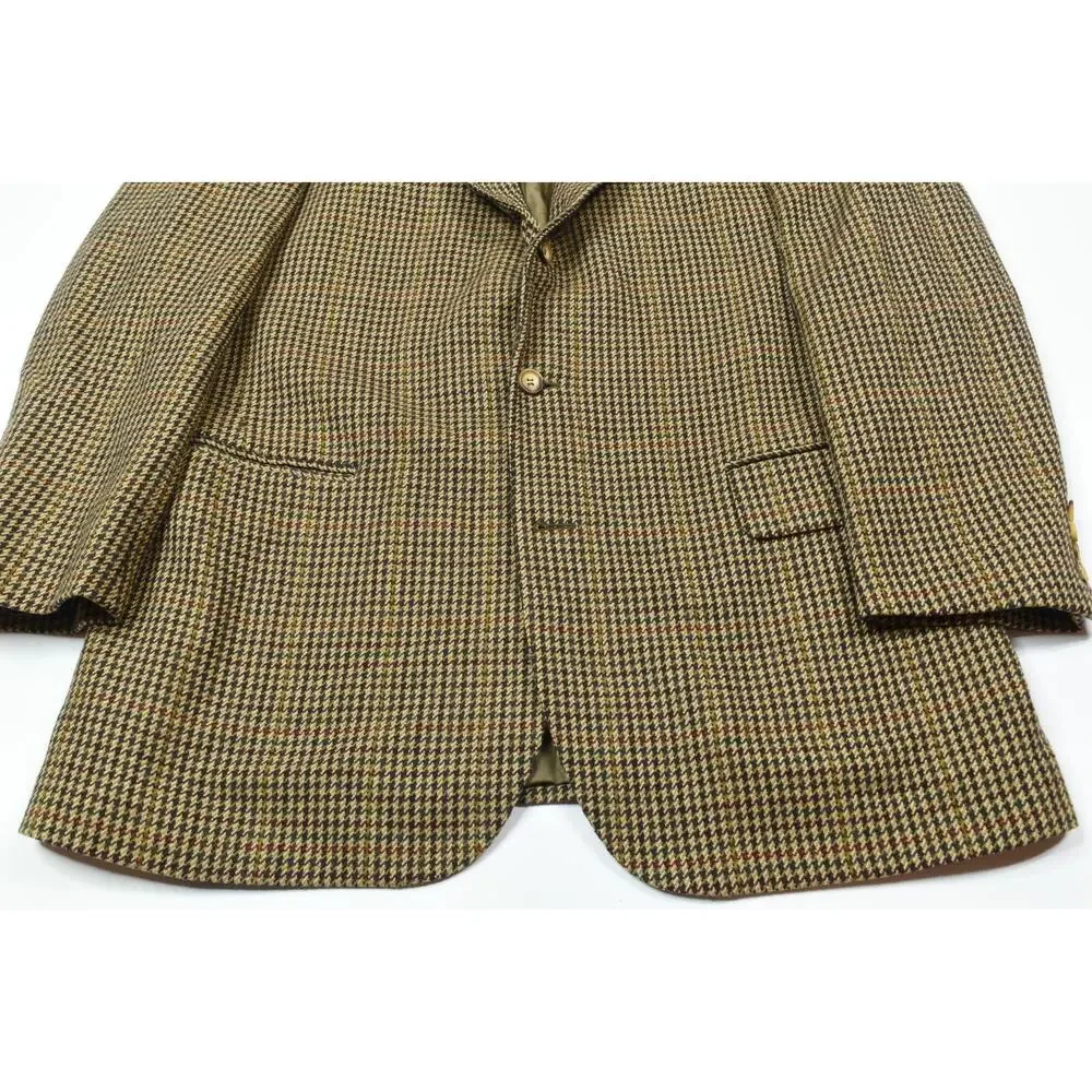 Faconnable Sportcoat Blazer Mens Large Long Brown Check Wool Cashmere 3-Button